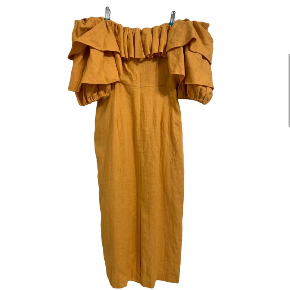 MARA HOFFMAN Arabella Ruffled Off-The-Shoulder Dress Yellow Size 8 $747
